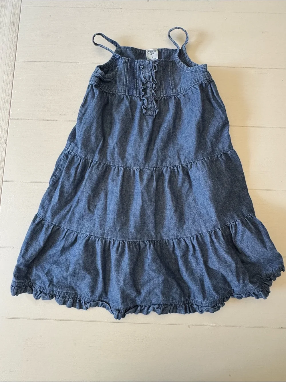 OshKosh B'gosh Denim-Look Tiered Sundress - 3T Vintage